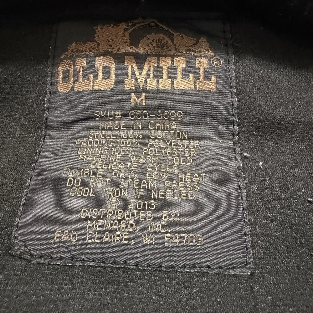 Old Mill Mens Insulated Duck Canvas Workwear Jacket Thinsulate Corduroy Collar M